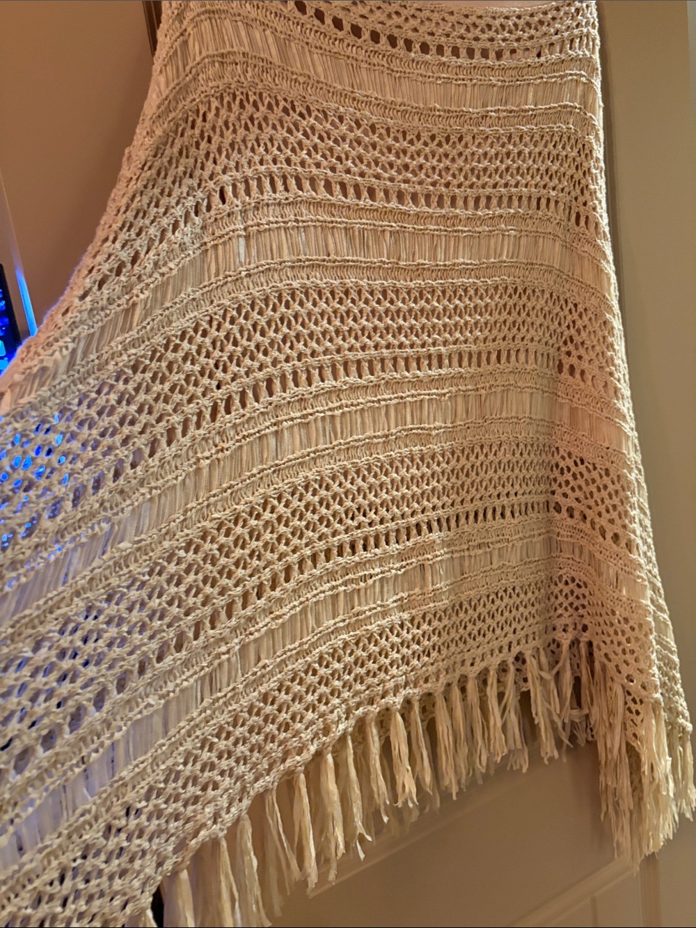 Chico’s Size 2 (size 12-14) Boho Open KnitCrochet Fringe Women's Skirt